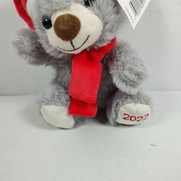 Lot of 3 Christmas Mini Plush Bears Multicolor Xmas Gift Santa Hat Bow Stocking - Picture 13 of 16